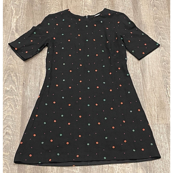 Paris Atlier & Other Stories - Black Floral Crew Neck - L/S - Shift Dress Sz 6 - Picture 2 of 6